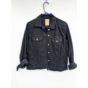 Gap Black Denim Long Sleeve Classic Trucker Jean Jacket Women’s Size Medium